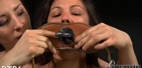  Master is giving gagged playgirl a brutal pussy pleasuring